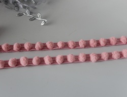 White 15mm Pom Pom with Crochet Ribbon Trims