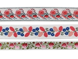 Customize 3cm woven flower design jacquard ribbon for clothes