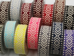 Manufacturing 38mm cotton checkered jacquard webbing tapes