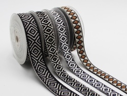 1 inch 1.5 inch geometric woven jacquard trim ribbon for bag garment