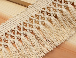 Personalized off white 4 inch long cotton brush tassel fringe trims for home textile