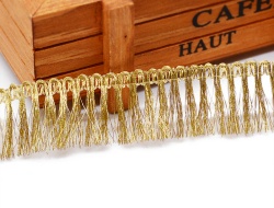 Custom 25mm decorative gold metallic fringe trims