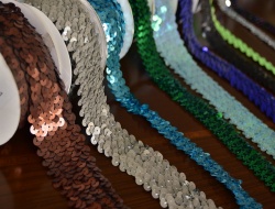 Wholesale shiny glitter sequin ribbon trims for festival clothes crafts